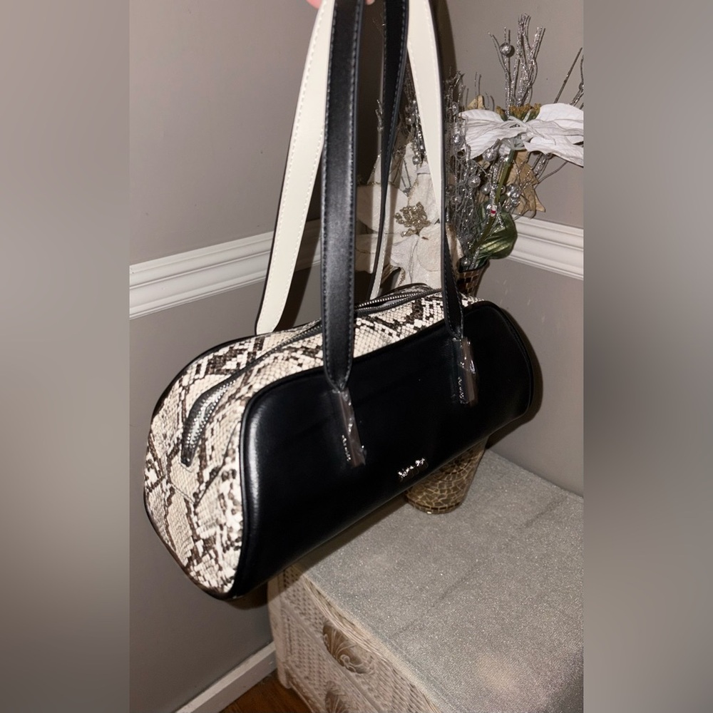 Calvin Klein Black and Cream Shoulder Bag